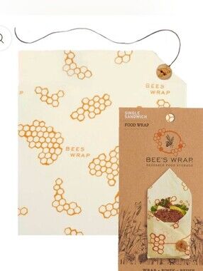 NIP, Bee's Wrap , Single Sandwich Reusable Food Wrap , Honeycomb Print, MSRP $12